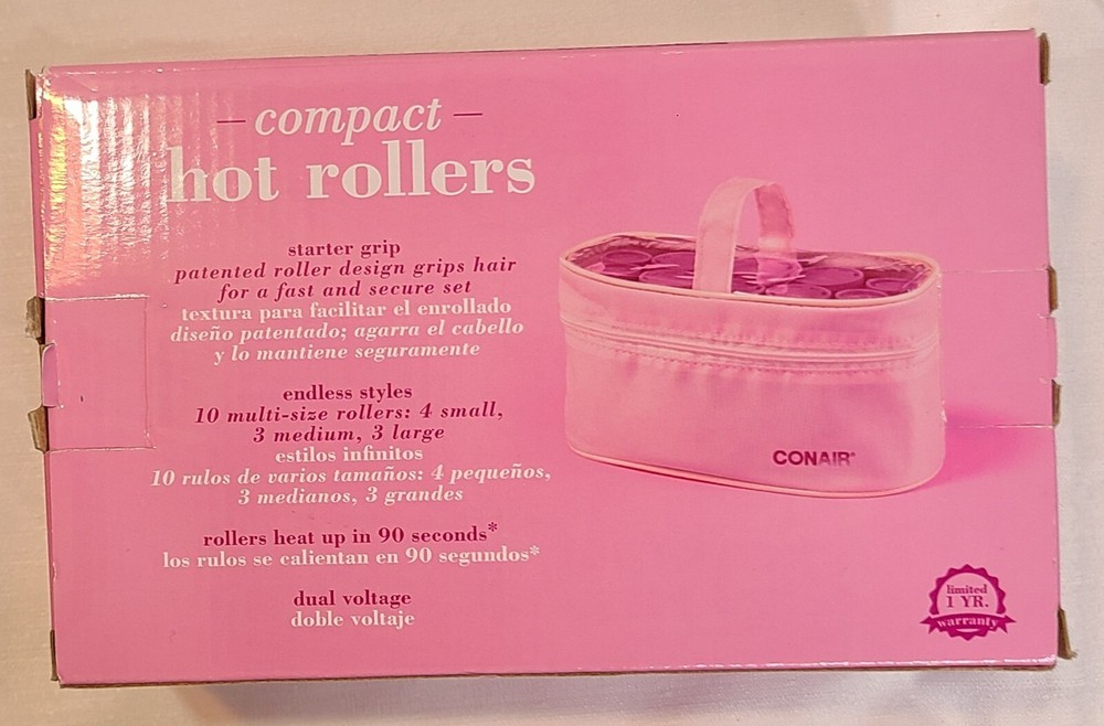 Pink Conair Compact Multi-Size Hot Roller Set—10 multi-size rollers