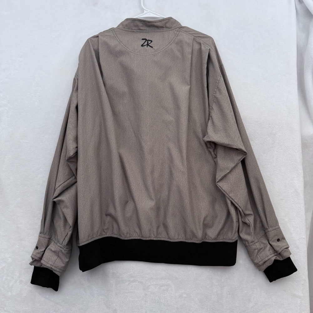 Zero Restriction Jacket Mens L Beige Herringbone Golf Snap Pullover Windbreaker