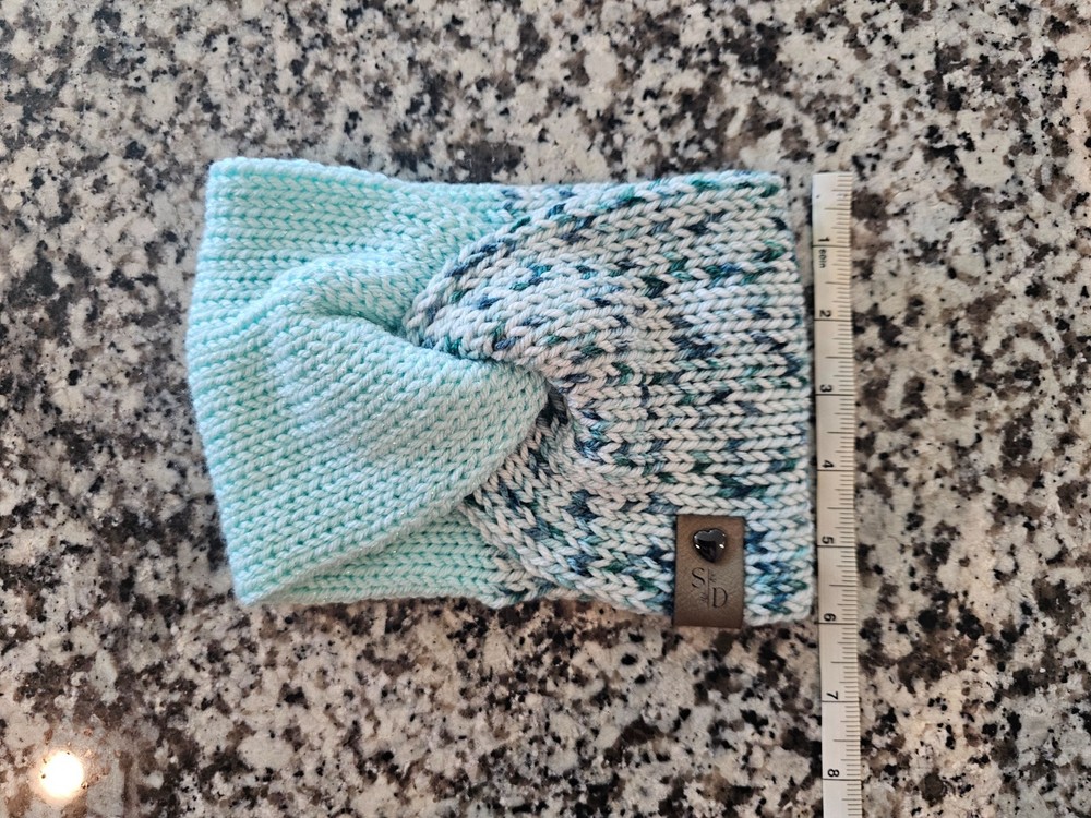 Hand knit twisted ear warmer