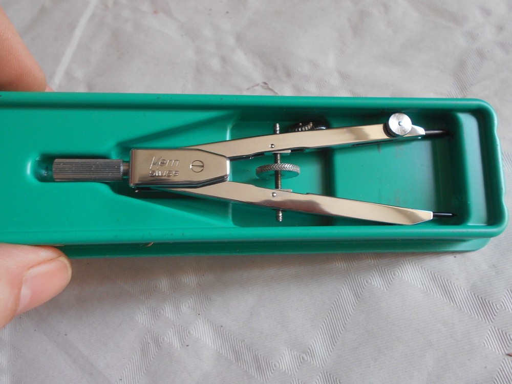 vintage Kern Swiss draftsman's set technical drawing instruments compass 11083