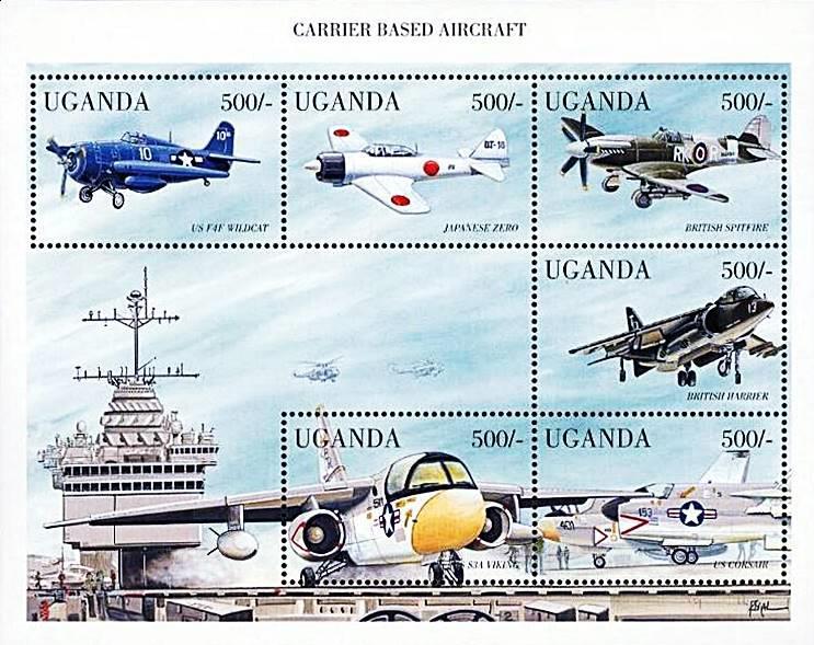 UGANDA 1998 CARRIER AIRCRAFTS M/S MNH PLANES SHIPS 🅵🆁🅴🅴 🆂🅷🅸🅿🅿🅸🅽🅶