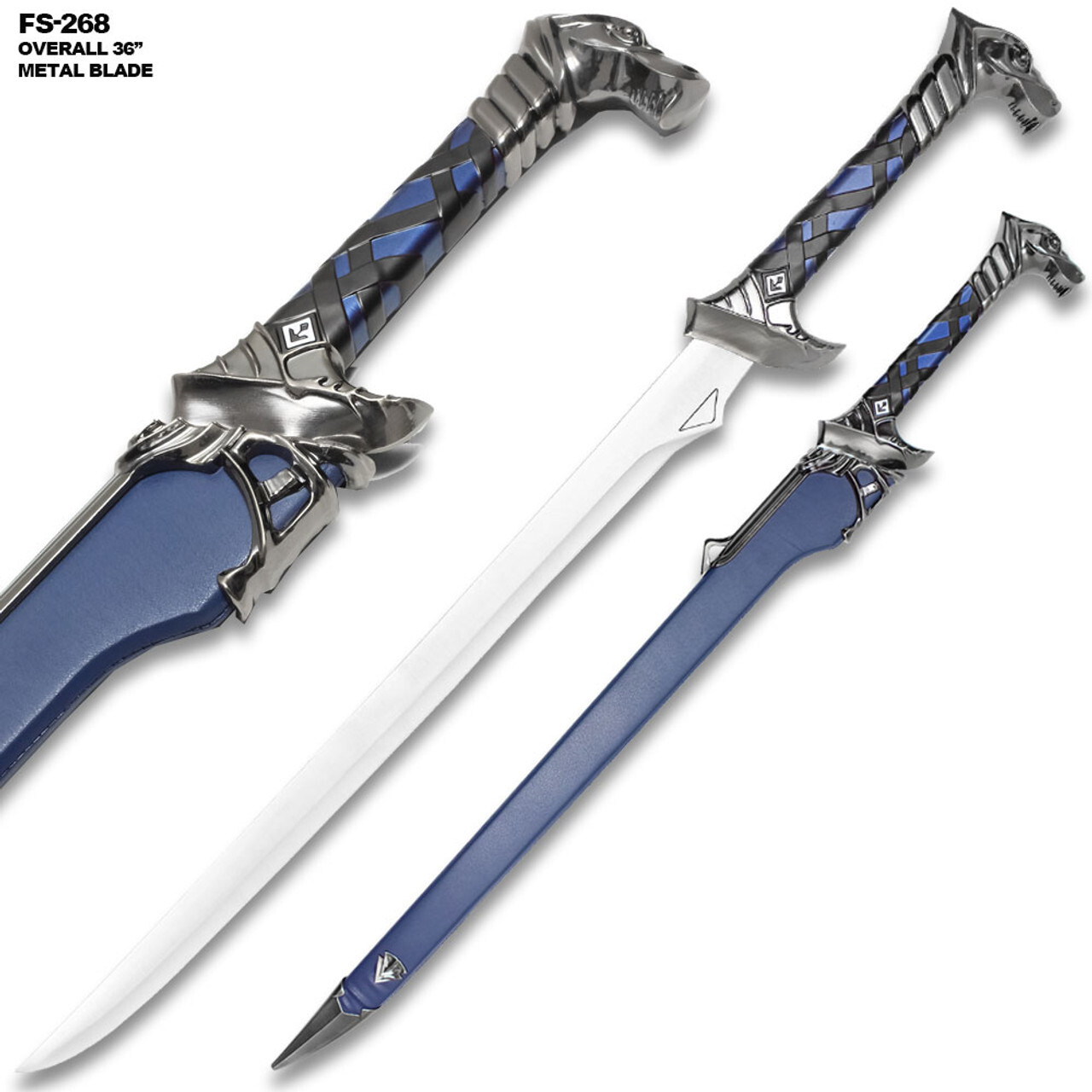 Icing Death Replica Metal Sword with Blue Hardwood Scabbard