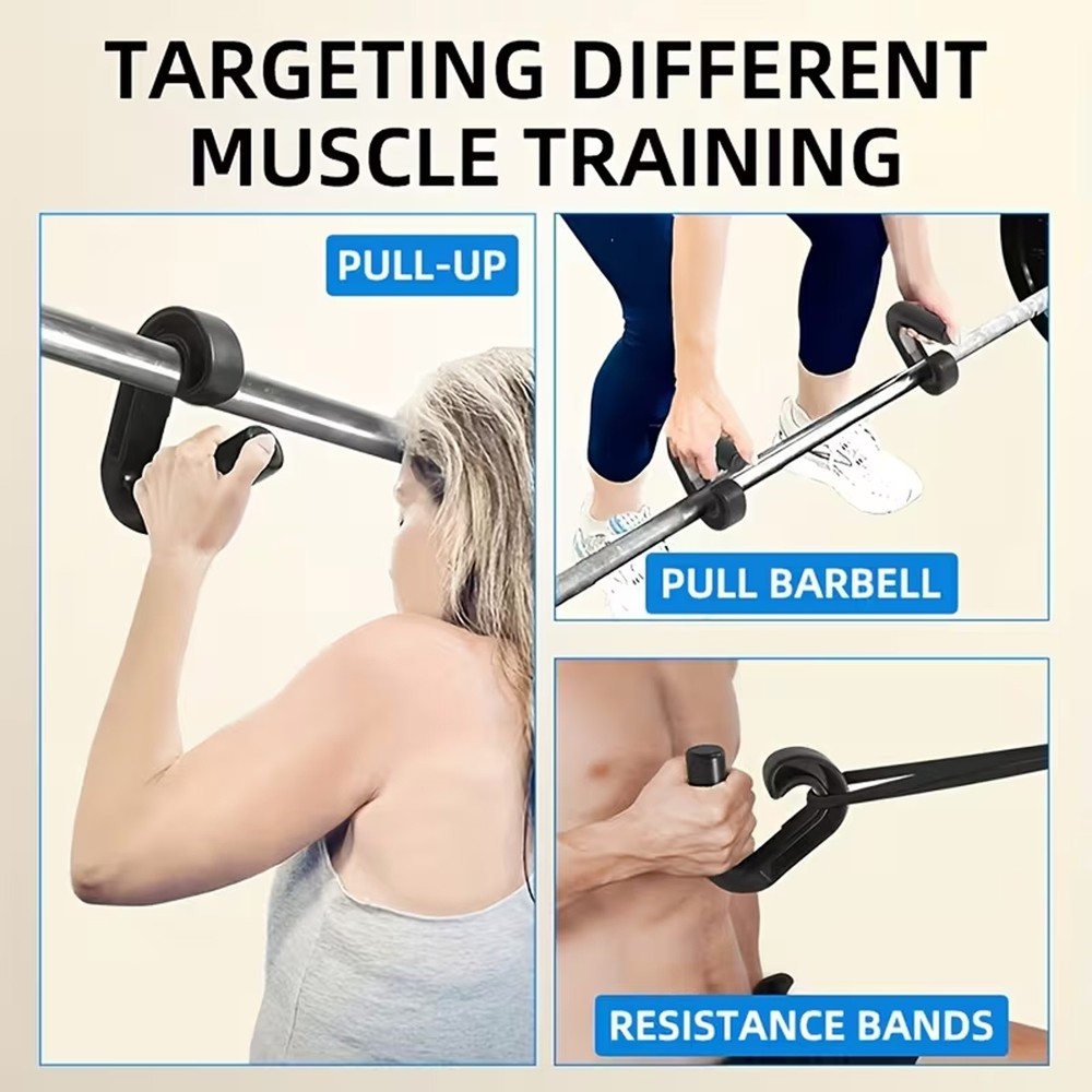 Neutral Grip Handle Attachment for Pull-up Bars, 1 Pair Portable Hooks Black