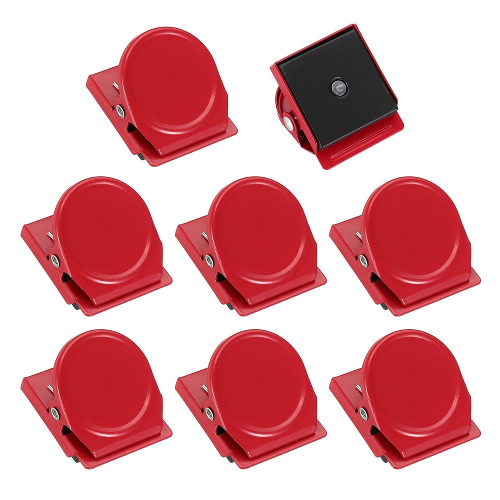 8Pcs Round Fridge Magnets Clips, Red
