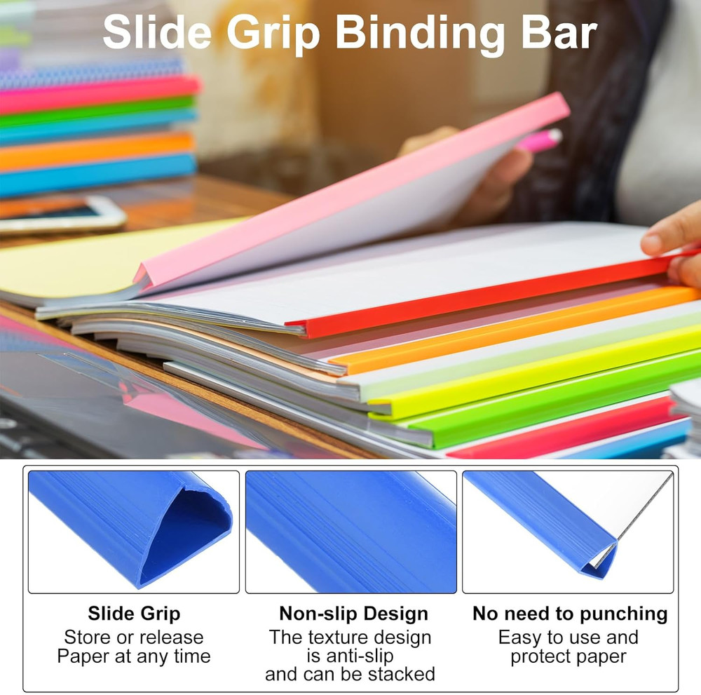 20Pcs Binding Bars, 25Mm Binding Bars Slide Grip 220 Sheets Capacity A4 Size Rep