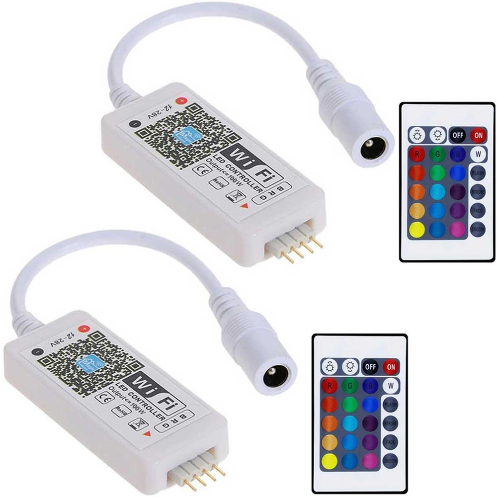 Smart LED WiFi Controller, Updated Wireless 24 Keys RF Remote Control for GRB...