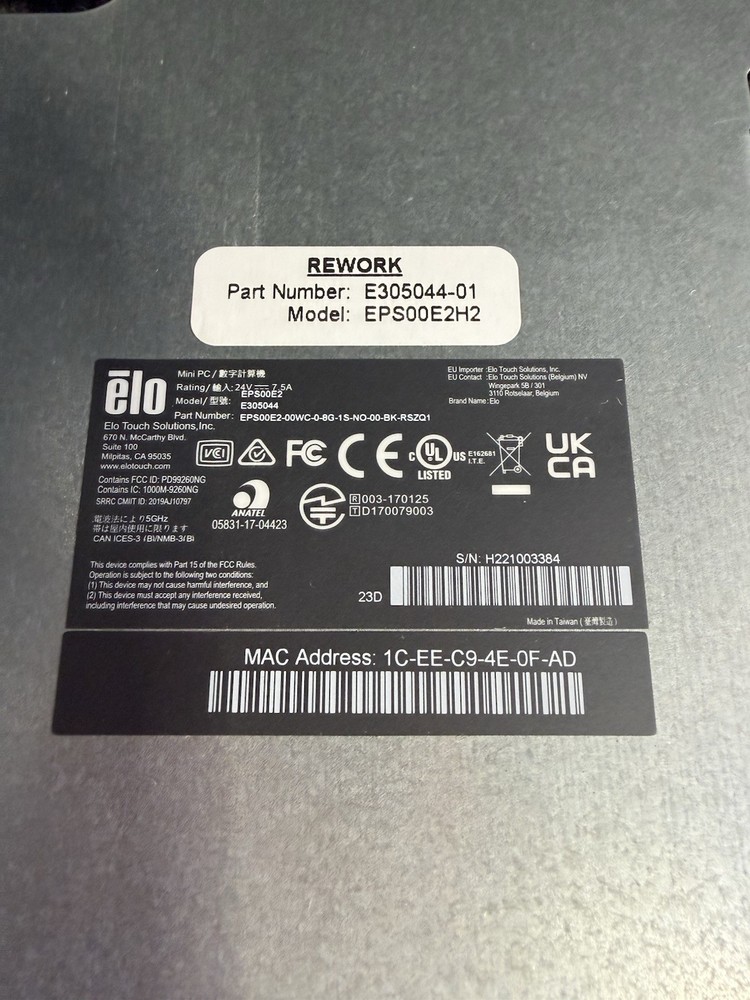Elo EPS00E2 Mini PC POS Controller E305044 E305044-01 USB-C HDMI WiFi RJ45