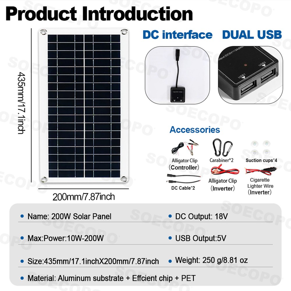 6000W 100A 110V Solar Panel Kit Complete Solar Power Generator Home Grid System