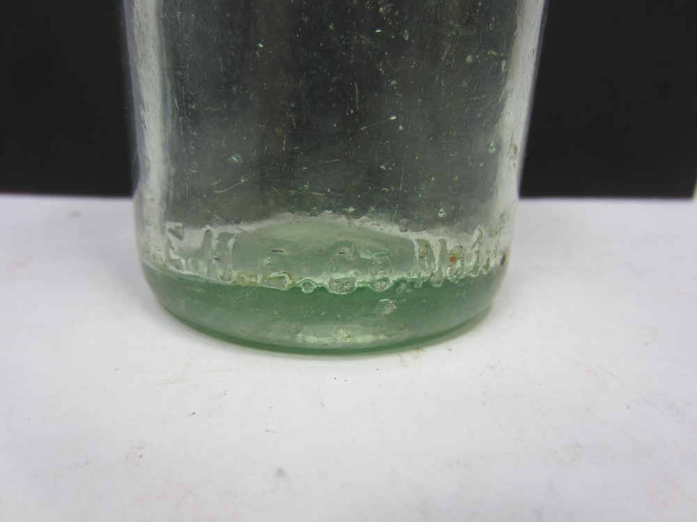 Antique E.N.E. Co. Blob Top Green Bottle 7" H
