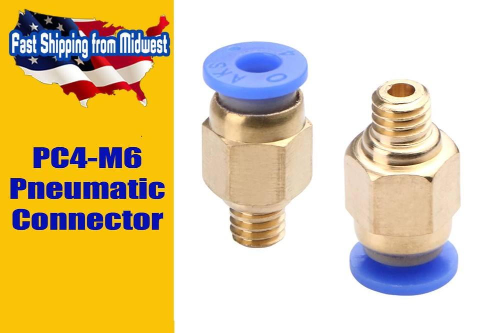 PC4-M6 Pneumatic Connector, 5 Pcs Bowden Pneumatic J-head, 3D Printer Reprap