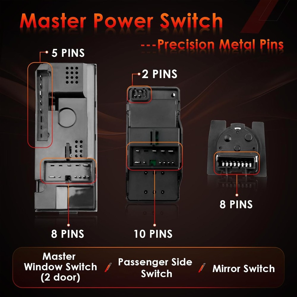 Master Power Window Switch Driver & Passenger 4D for Chevy/GMC 1995-2001