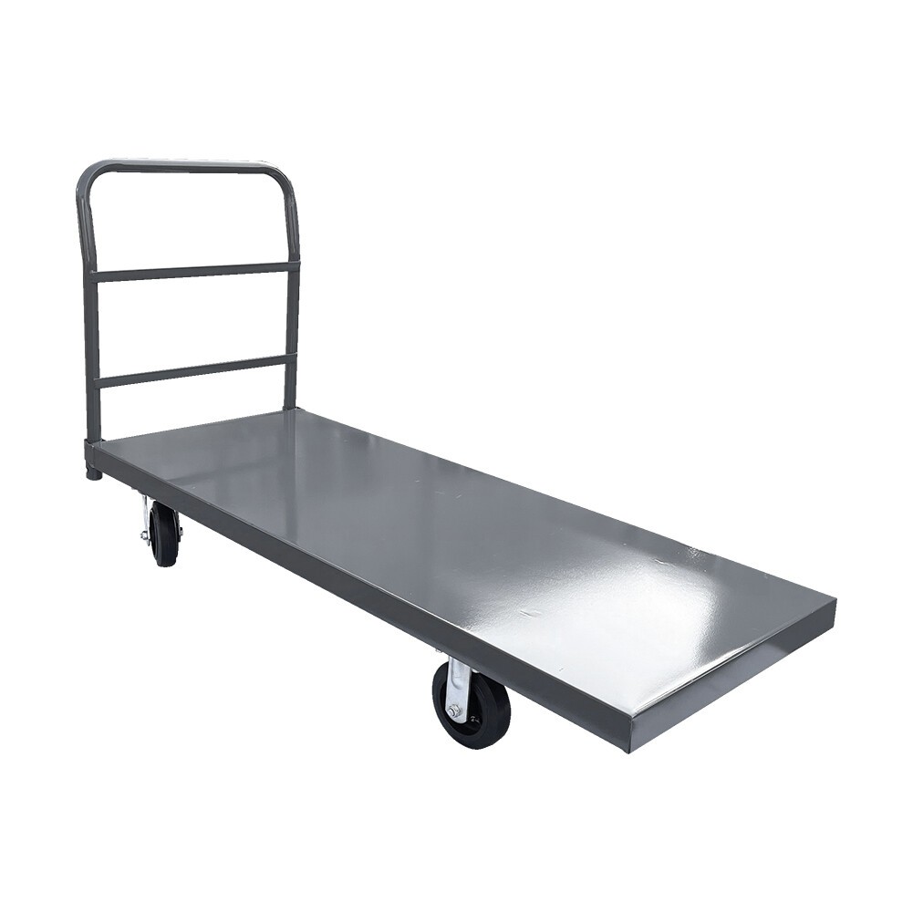 2000lbs 40"/60" Platform Truck w/Steel Deck, 6" Rubber Casters with Ergo Handle