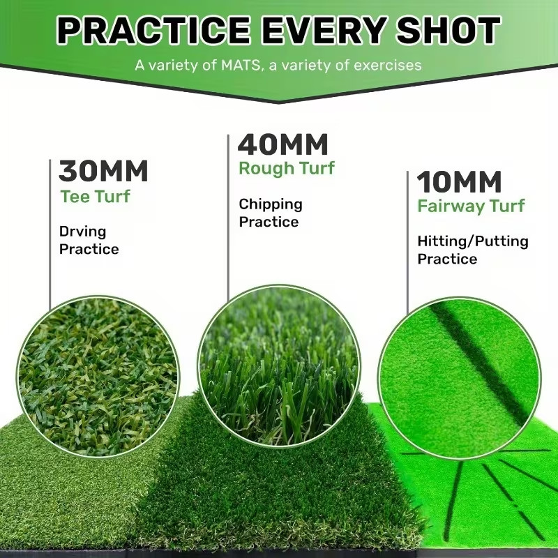 3-in-1 Golf Practice Mat with Impact Detection, Portable Training Turf