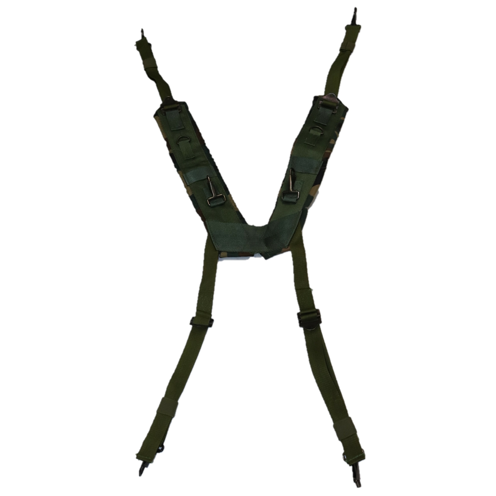 McGuire Gear GI Style H-Style Suspenders, Durable Nylon, OD, Woodland Camo,