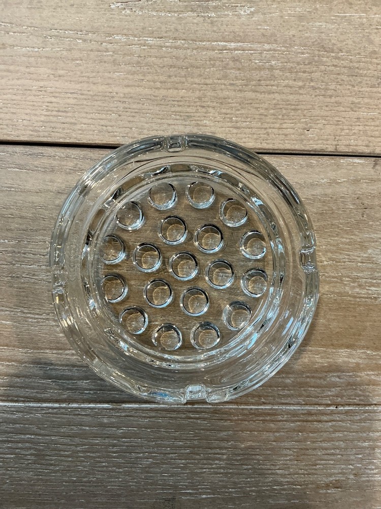 Vintage Clear Glass Ashtray Bubbled Bottom
