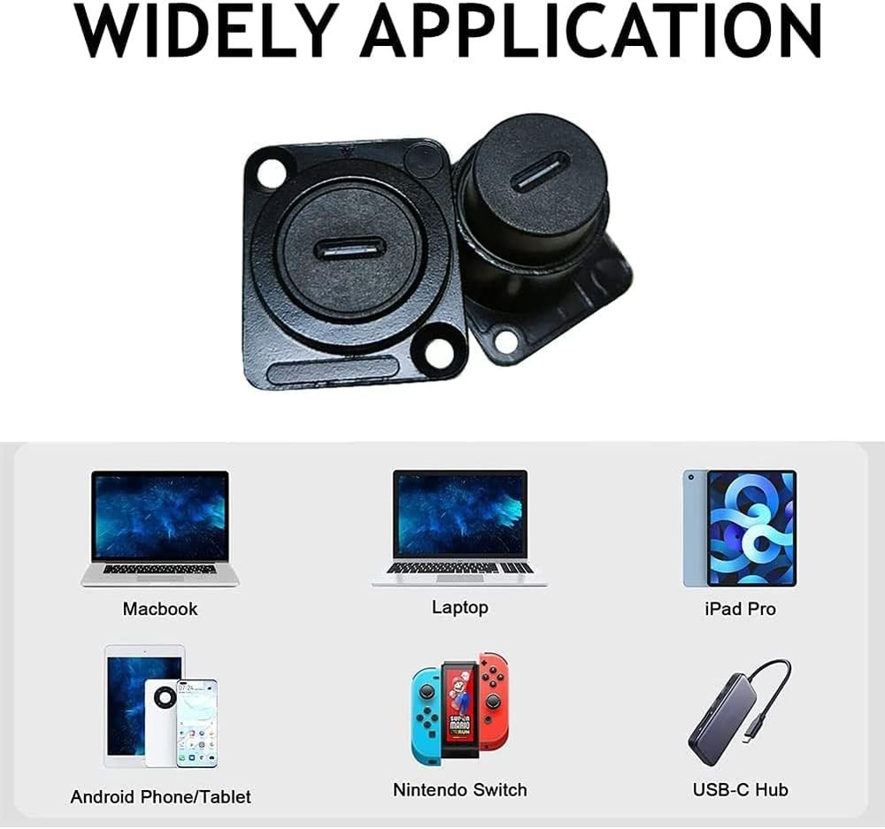 PENGLIN 2PCS USB 3.1 Type C Panel Mount Coupler, D-Type 2PCS(D-TYPE), black