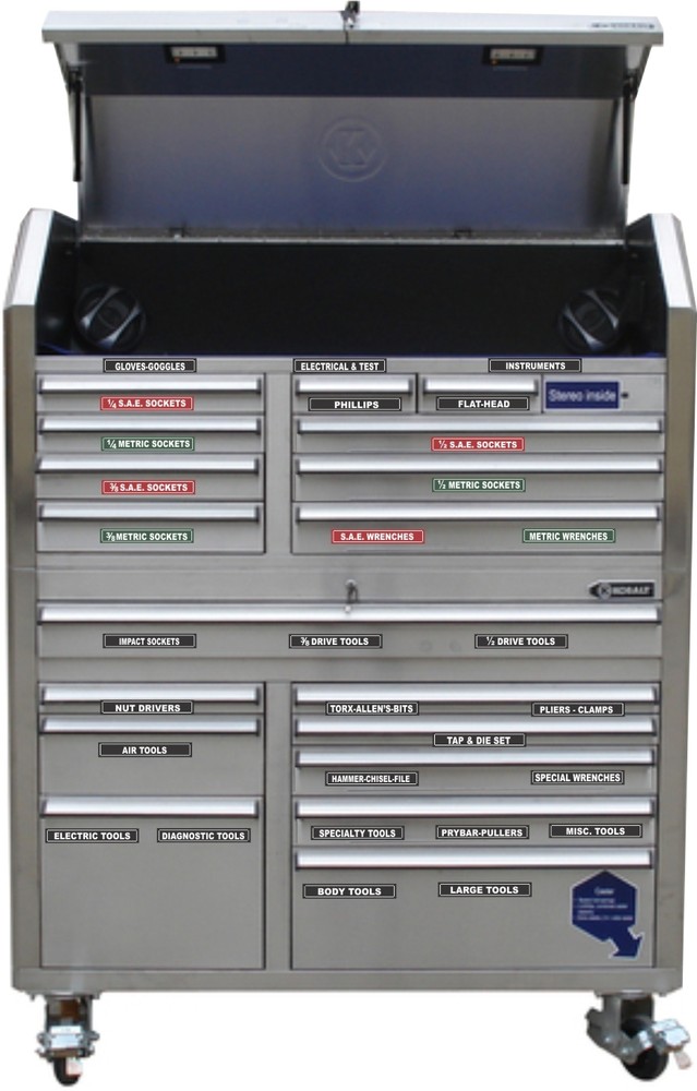 2 PACK TOOL BOX LABELS all Chest & Boxes - Storage Cabinets (Green)