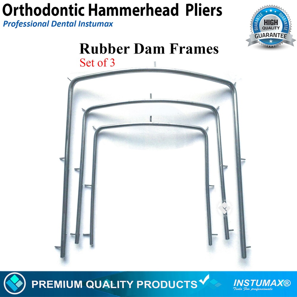 Rubber Dam Starter Set Kit WIth Golden Brinker Clamps Ivory Forceps Frames Setup