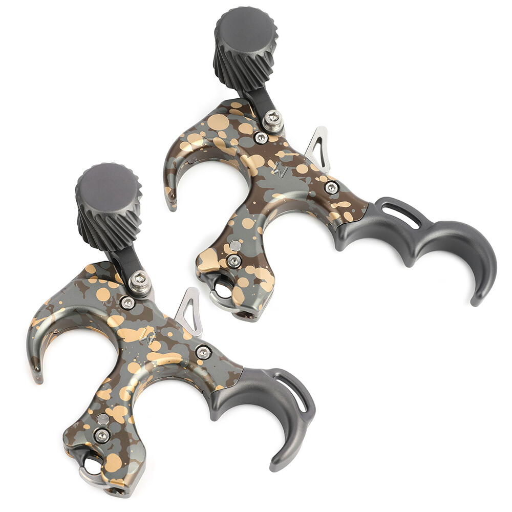 3/4Finger Thumb Trigger Compound Bow Release RHLH Archery Aid UV Button Shooting