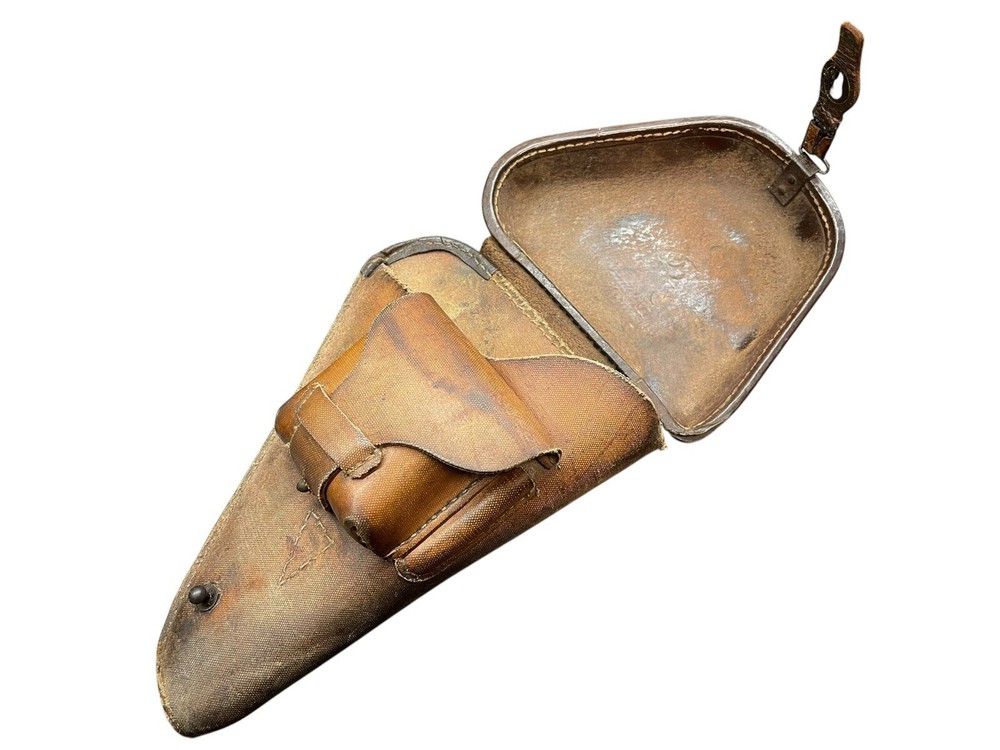 Rare Transitional Nambu Holster Half Leather Rubberized Canvas Type 14