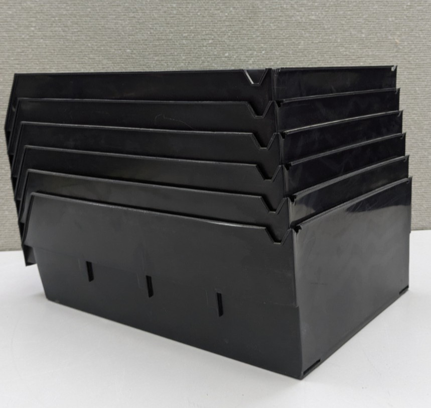 ☑️ 6 Pack Black Storage Box Bin Stackable Display Open Storage Accessories Used