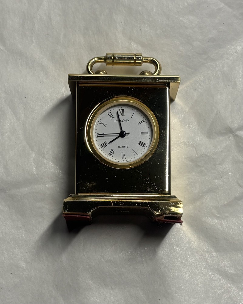 BULOVA Miniature Solid Brass Alarm Clock | Model B0503 2 1/8”