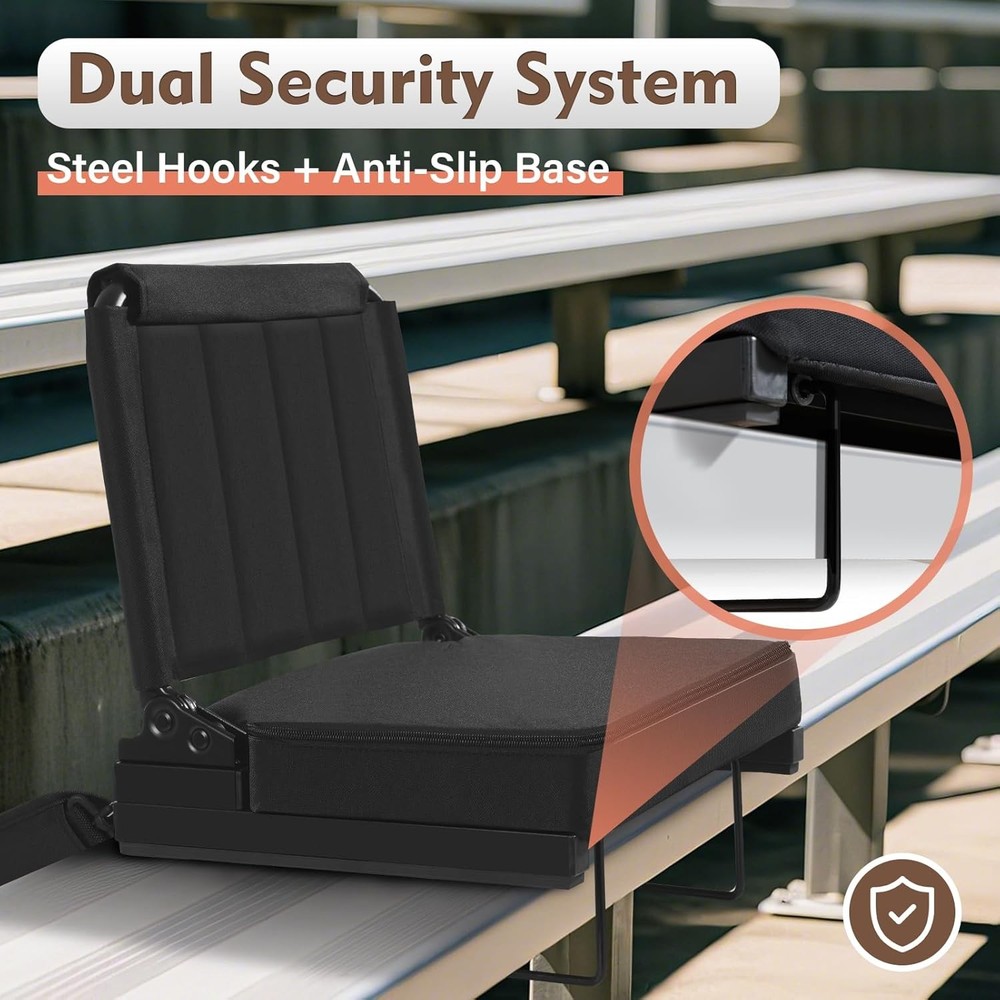 Stadium Seats with Back Support - 180°Adjustable Backrest Stadium Seat with Ste