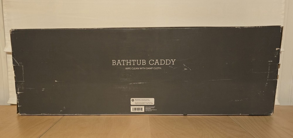Threshold Chrome Finish Bathtub Caddy Tray w/ Adjustable Sides Extends 24-39.5"