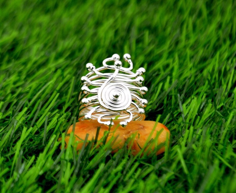 Handmade Sterling Silver Wire Wrapped Ring: Adjustable Statement Jewelry Gift