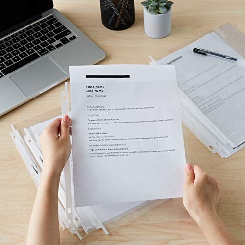 Amazon Basics Sheet Protectors for 3 Ring Binder, 100 - Pack, Clear