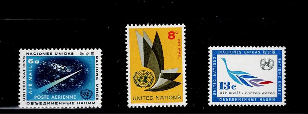 UN Scott #NY C8-10, Singles 1963 Complete Set FVF MNH