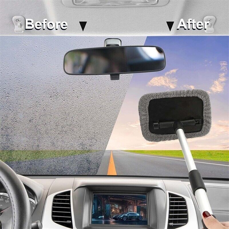 Telescopic Microfiber Car Window Cleaner Cleaning Brush Windshield Wiper Tools