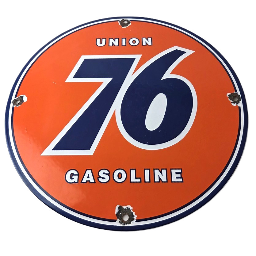 Vintage Union 76 Gasoline Sign - Porcelain Gas Motor Oil Service Pump Sign
