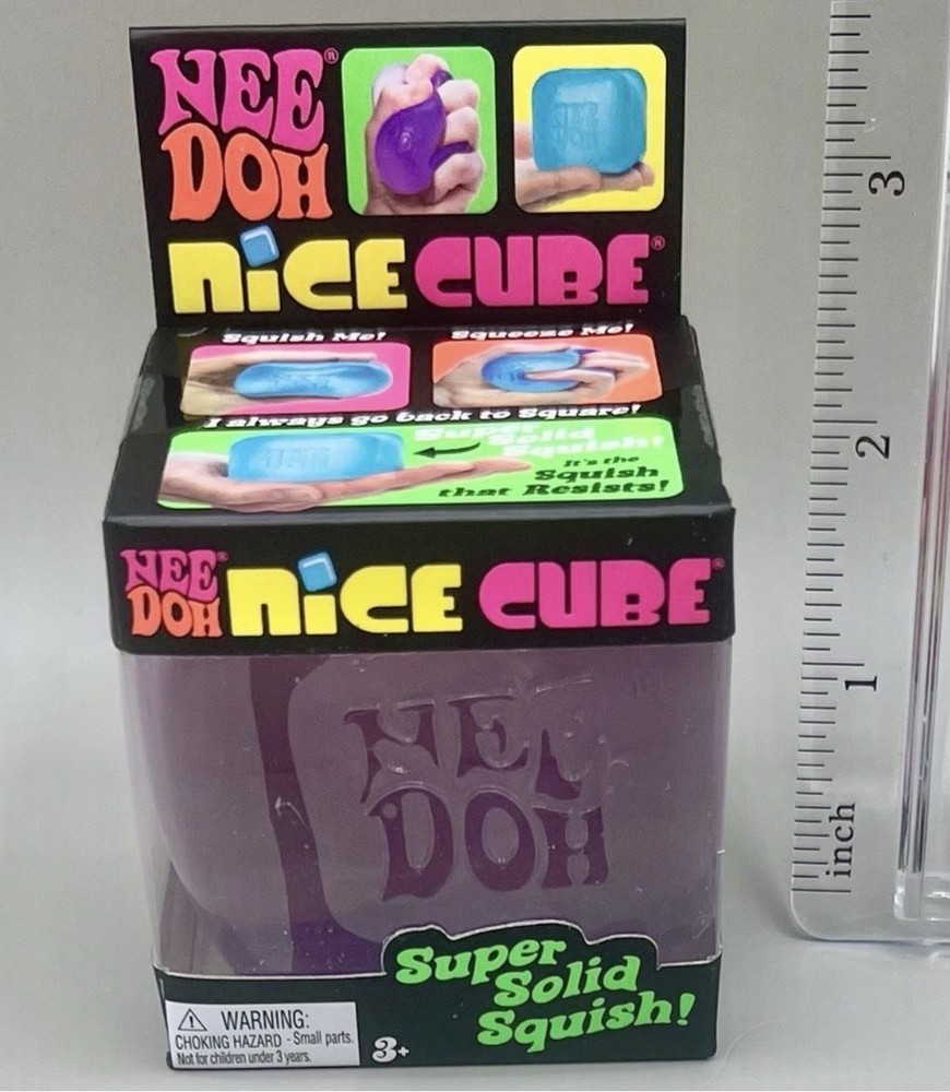 Needoh NICE CUBE Super Solid Squish ~ PURPLE💜 Sensory Squishy Toy NEW
