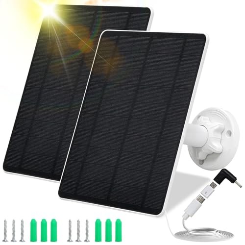Solar Panel for Security Camera,5W USB Solar Panel for Cameras DC 2 pack
