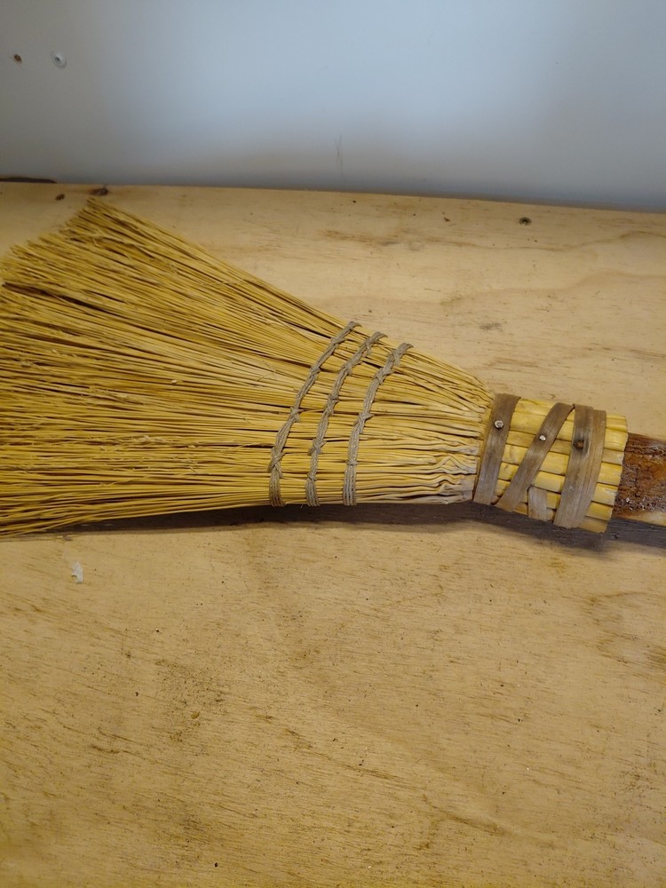 Primitive Handmade Straw Fireplace Hearth Broom - Rustic Twisted Handle,29 Inch