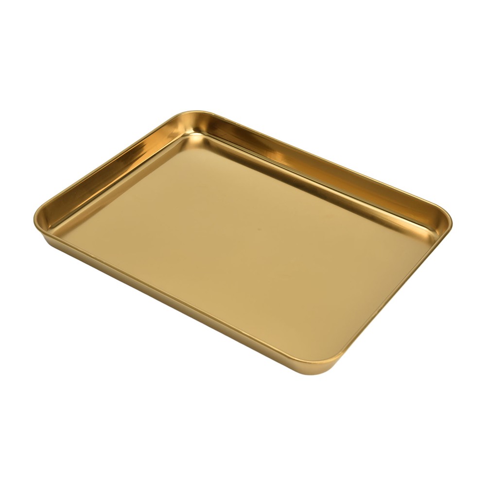 Stainless Steel Rectangular Tray Flat Bottom Plate Restaurant Home Golden Fla US