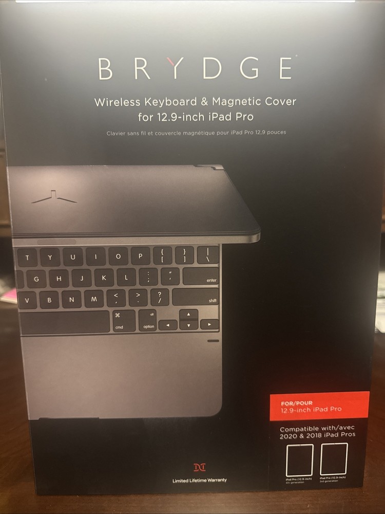 Brydge Wireless Bluetooth Keyboard w/ Backlit for iPad 12.9 Pro 3rd 4th silver