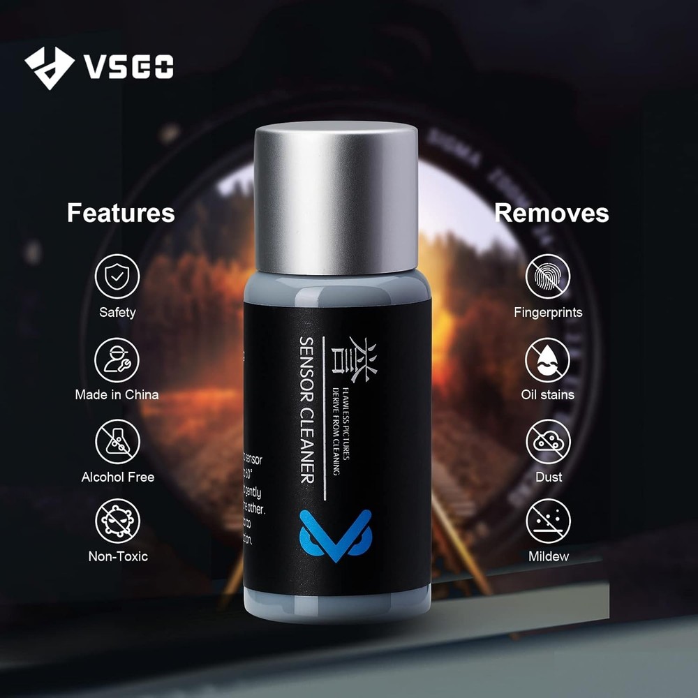 VSGO VS-S03E Full Frame Sensor Cleaning Kit, 12pcs Swabs & 10ml...