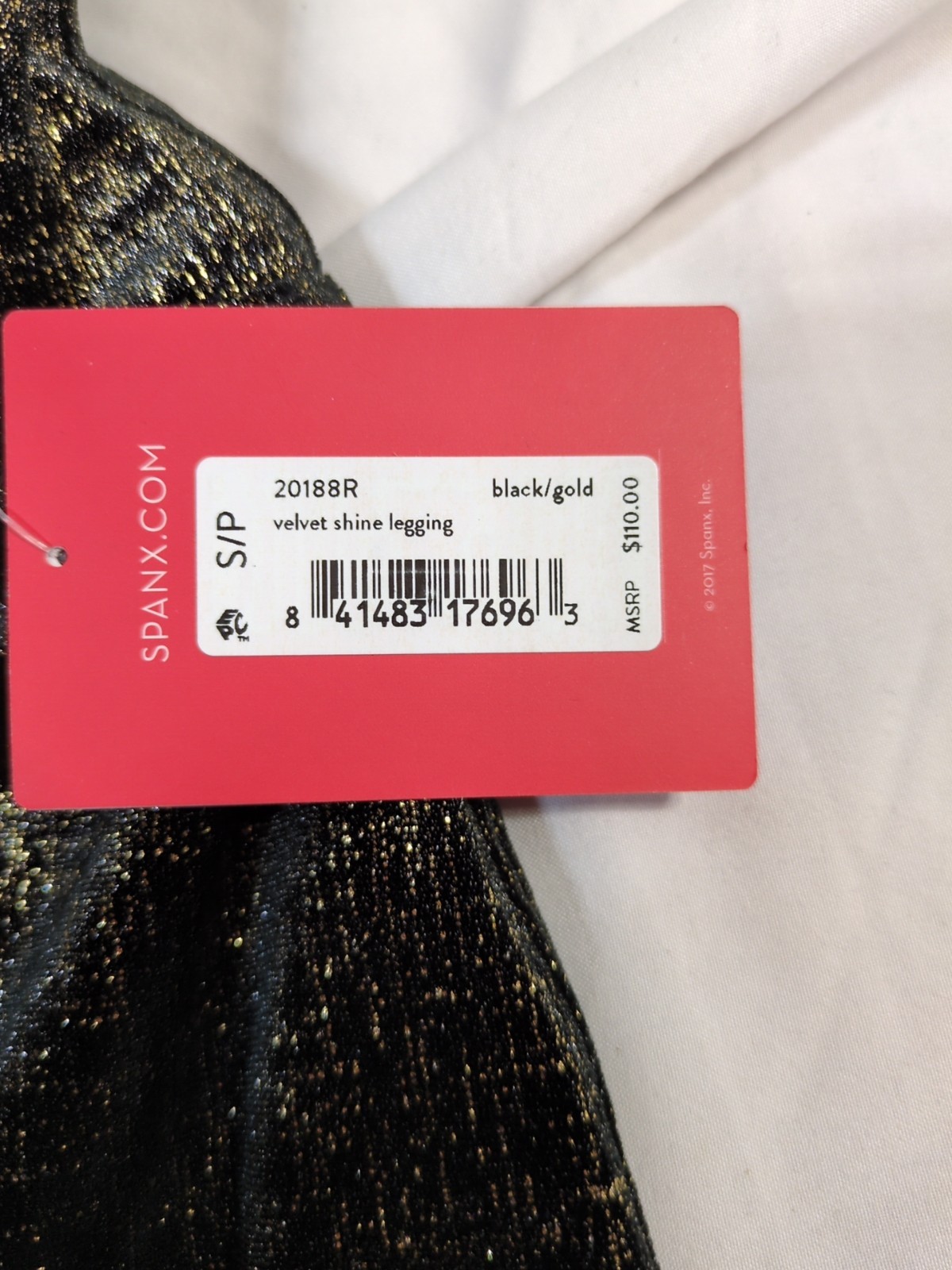 Spanx Black and Gold Velvet Leggings Size Small New with Tags