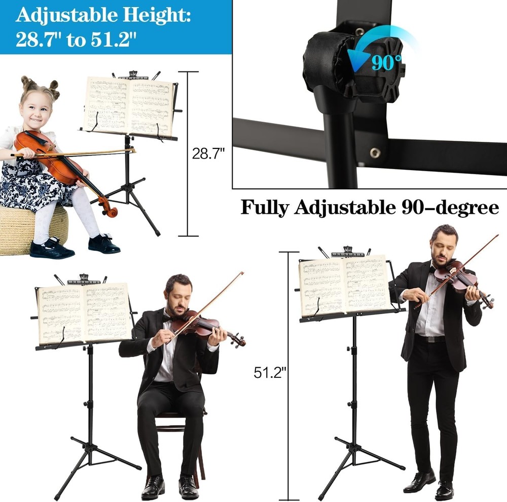 Versatile Music Stand - Adjustable Height & Foldable Design for Easy Transport
