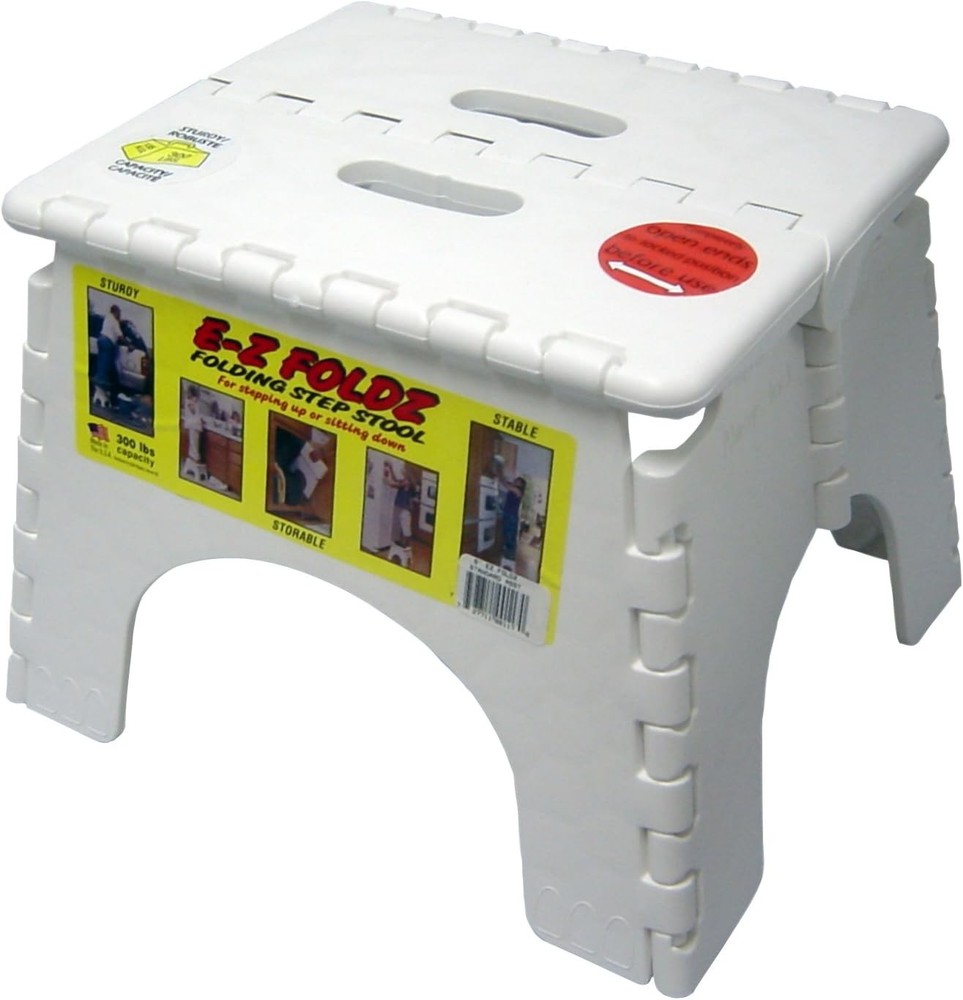 Best Step Stool with Textured Pattern, Durable & Lightweight Plastic - White