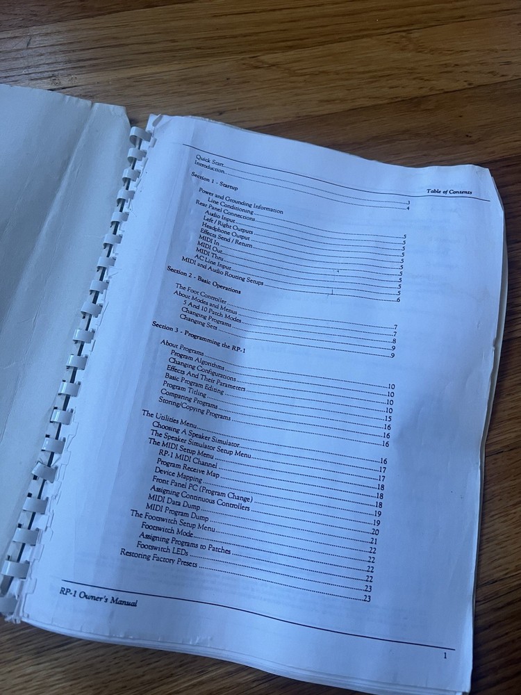 Digitech RP-1 Manual Book Only