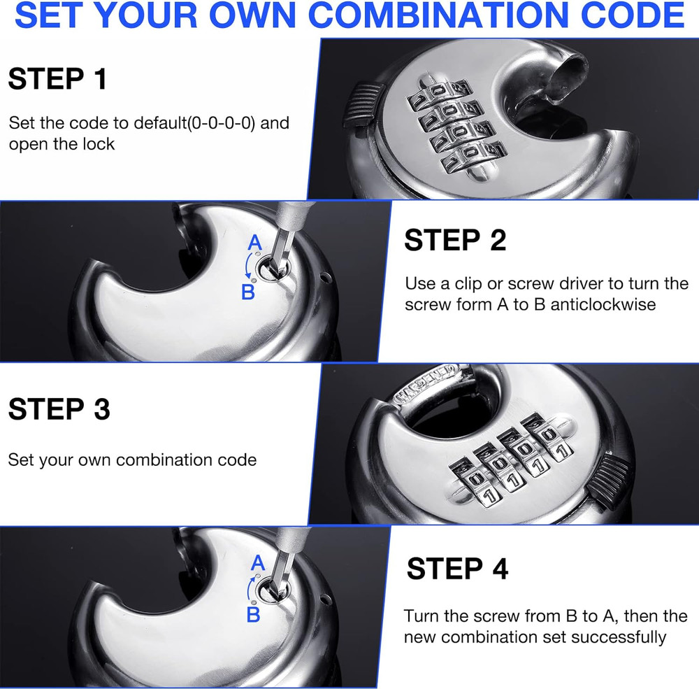 10-Pack Stainless Steel 4 Digit Combination Locks Code Disc Lock Combo Padlock