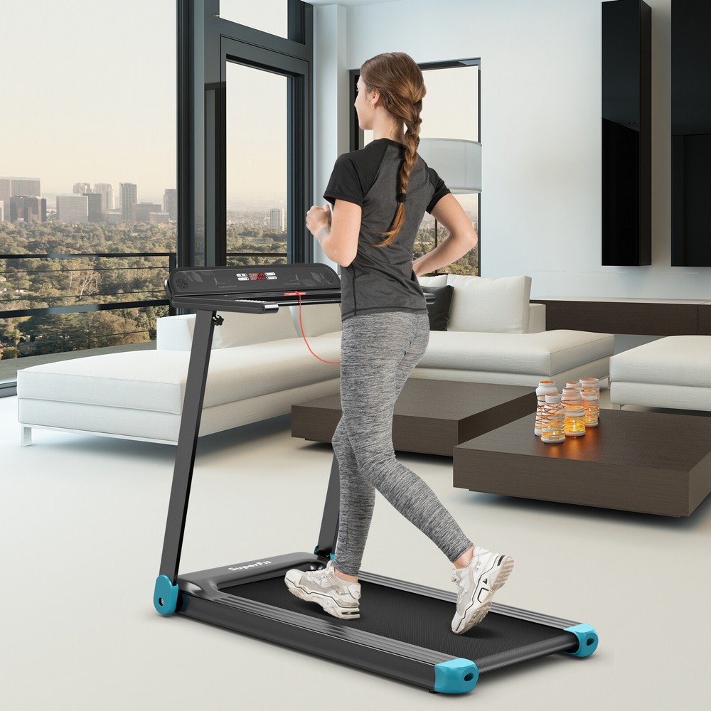 Folding Electric Treadmill Compact Walking Running Machine w/APP Control Speaker