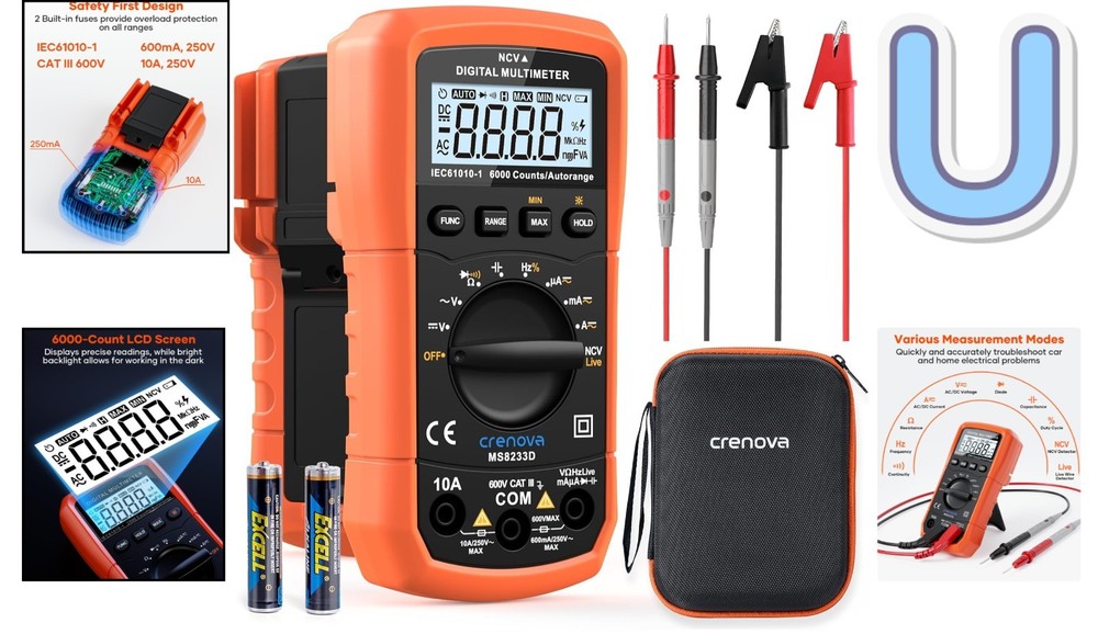 Versatile MS8233D Multimeter - AC/DC Voltage, Resistance & Non-Contact Detection