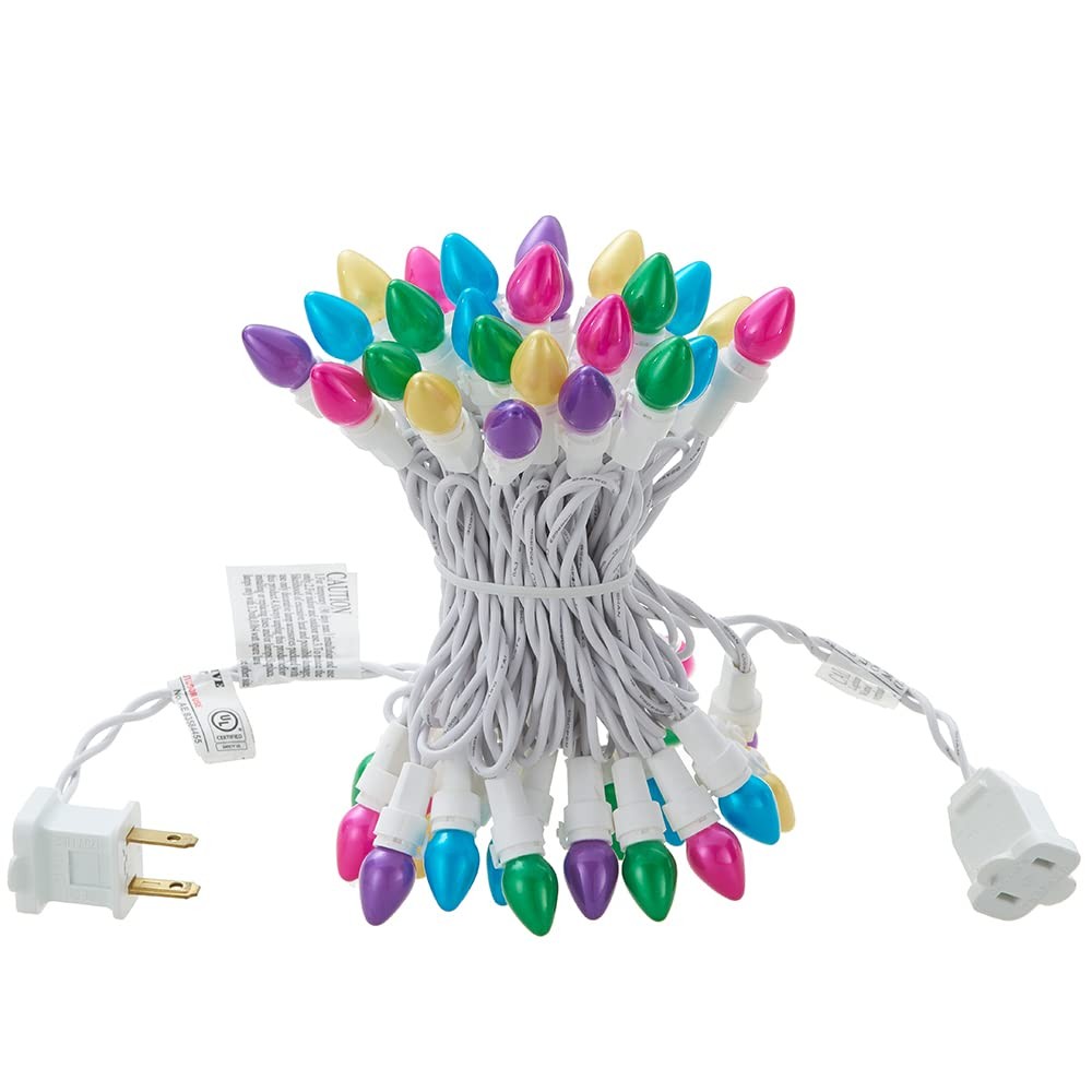 Easter String Lights LED Multi Color Glass C3 Lights 50 Count Easter Pastel L...