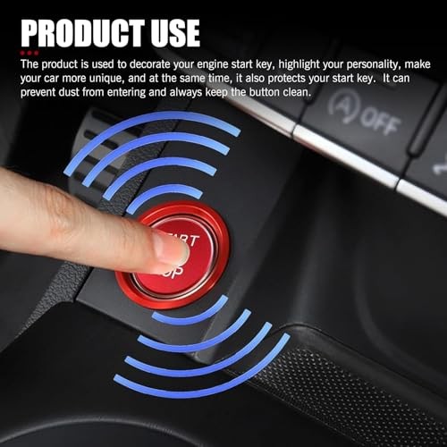 Start Button Cover, Engine One-Button Start-Stop Decorative Parts 2 PCS Red