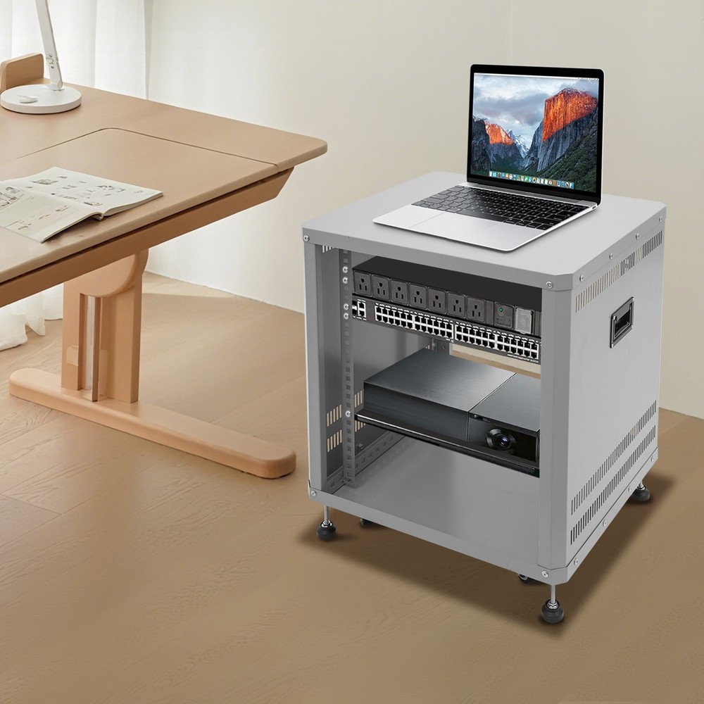 Modern Rolling Server Rack Open Cabinet Network & Stereo Rack with Caster Wheels