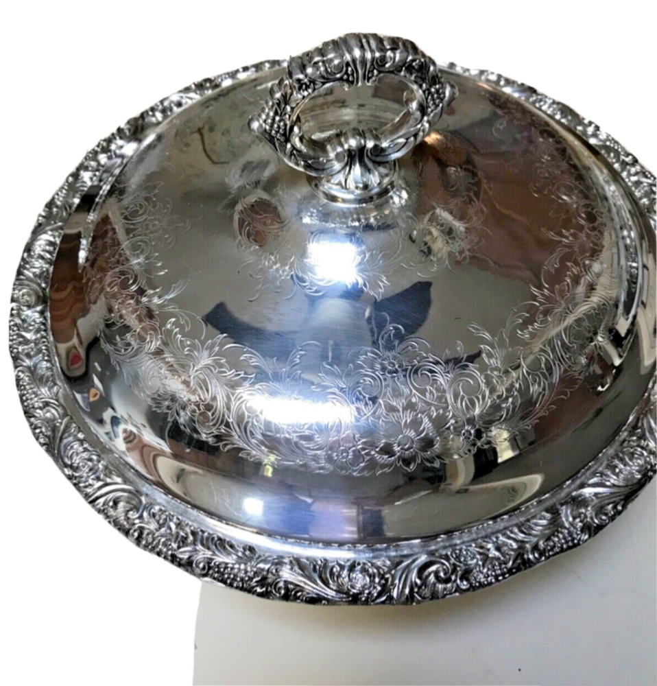 Vintage Webster Wilcox Silverplate Lidded Server W 2 qt. Pyrex inset casserole